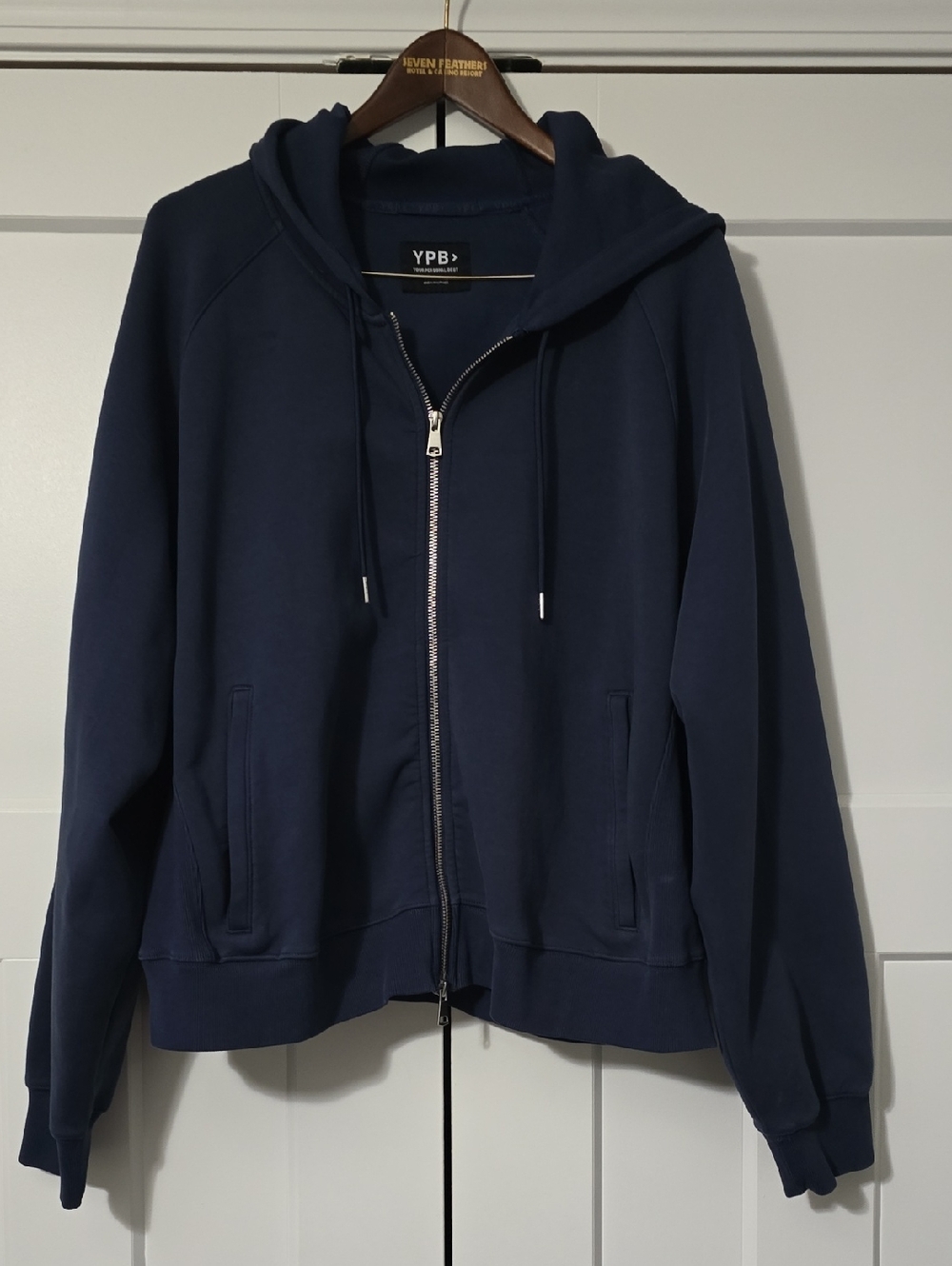 Abercombie & Fitch YPB Womens Cropped Navy Zip-Up Hoodie